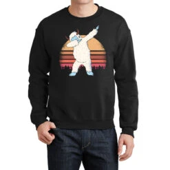 Retro Vintage Dabbing Yeti Snowman Funny Christmas Crewneck Sweatshirt