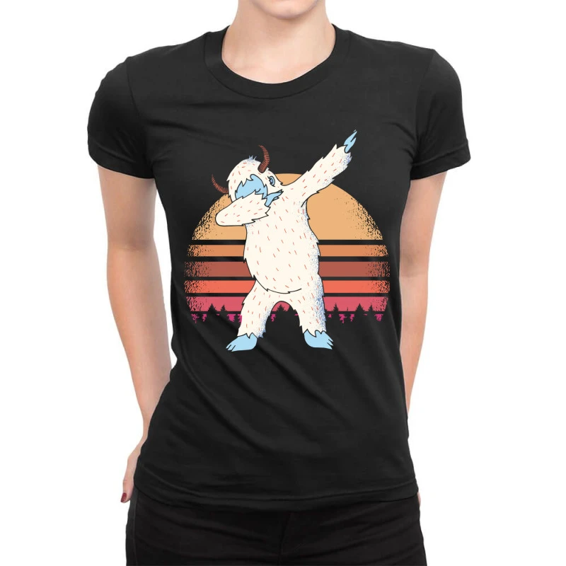 Retro Vintage Dabbing Yeti Snowman Funny Christmas Ladies Fitted T-Shirt 1 Retro Vintage Dabbing Yeti Snowman Funny Christmas Ladies Fitted T-Shirt