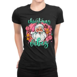 Christmas Vibes Santa Ladies Fitted T-Shirt