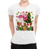 Flamingo Merry Christmas Ladies Fitted T-Shirt