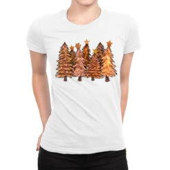 Melanin Christmas Trees With Lights Ladies Fitted T-Shirt
