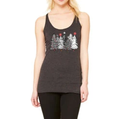 Black And White Christmas Trees With Lights Racerback Tank