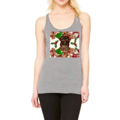 Afro Messy Bun Christmas Racerback Tank