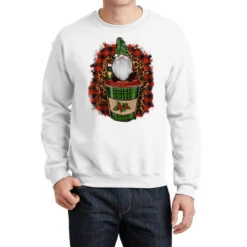 Gnomes With Coffee Christmas Crewneck Sweatshirt